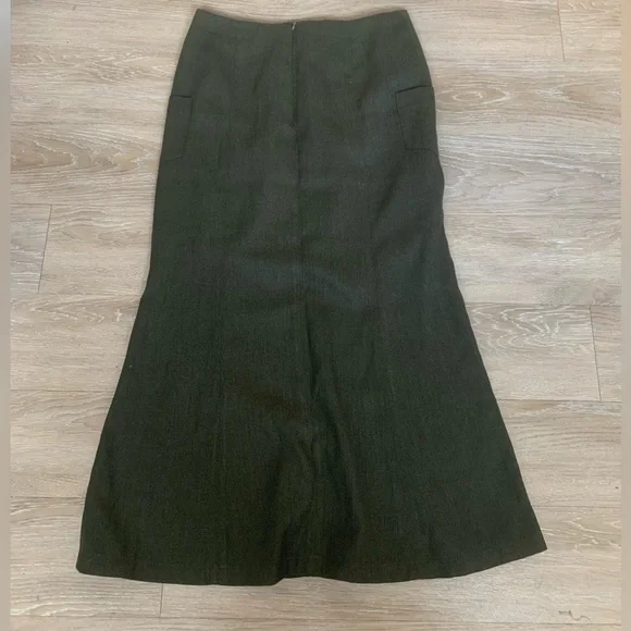 Mopgan Yangkuo Olive A-Line Skirt with Lace-Up Accent Size XL - Picture 2 of 3